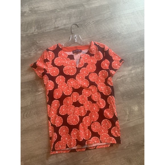 JONES NEW YORK WOMENS ORANGE SLICE POLYESTER TOP SIZE M - Picture 7 of 11